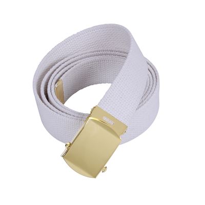WHITE belt with gold buckle 135 cm