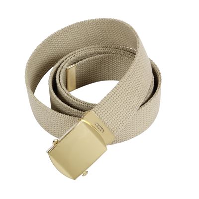 KHAKI belt with gold buckle 110 cm
