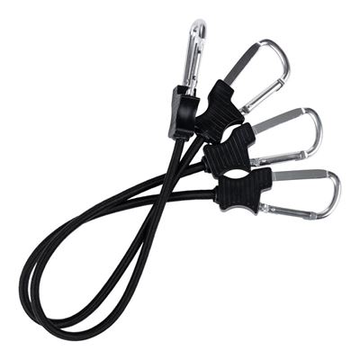 60 cm elastic cord with carabiners, pack of 2, BLACK