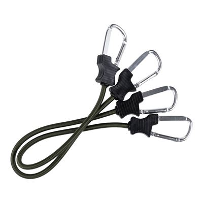 60 cm elastic cord with carabiners, pack of 2, GREEN