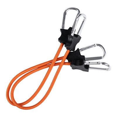 60 cm elastic cord with carabiners, pack of 2, ORANGE