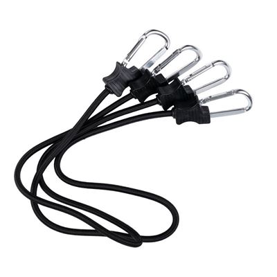 90 cm elastic cord with carabiners, pack of 2, BLACK