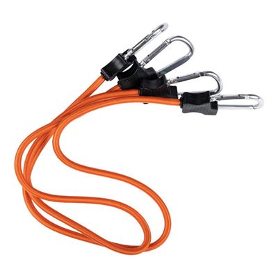 90 cm elastic cord with carabiners, pack of 2, ORANGE