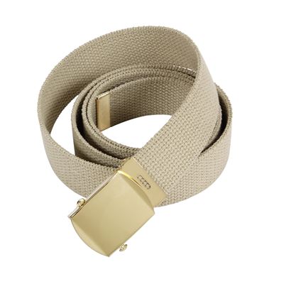 KHAKI belt with gold buckle 160 cm