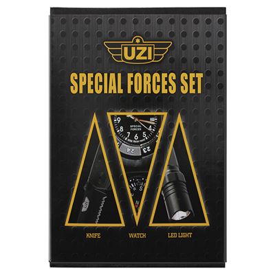 Set UZI SPECIAL FORCES watch, knife, flashlight