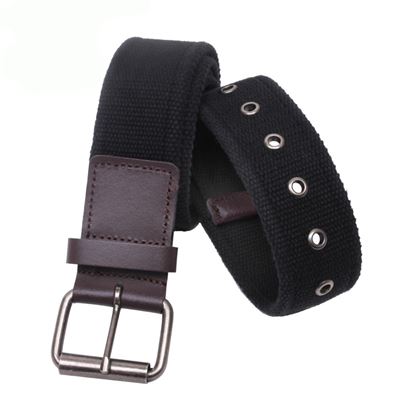 Vintage Single Prong Web Belt With Leather Accents