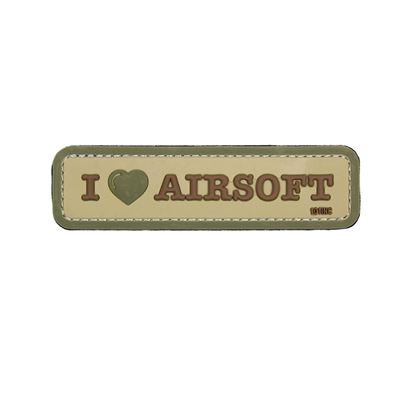 3D PVC Patch I LOVE AIRSOFT velcro COYOTE