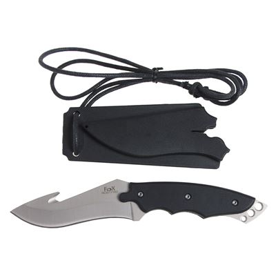 Fixed knife with a cutter on the blade case plastic BLACK