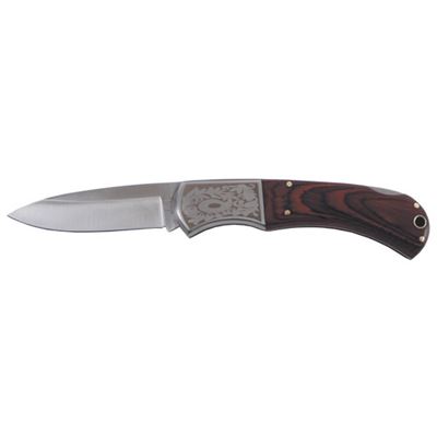 Folding knife wood handle decorated 21 cm BROWN