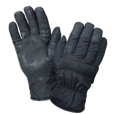 Winter Gloves combination nylon / leather BLACK