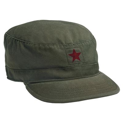 Hat with red star VINTAGE OLIVE