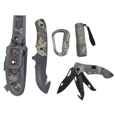 Knife with a fixed blade folding knife + + + Carabiner Flashlight AT-DIGITAL