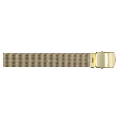 KHAKI belt with brass buckle 135 cm