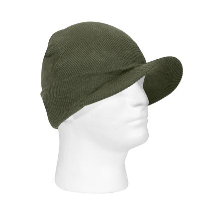 WWII M1941 Acrylic Knit Jeep Cap with Brim OLIVE