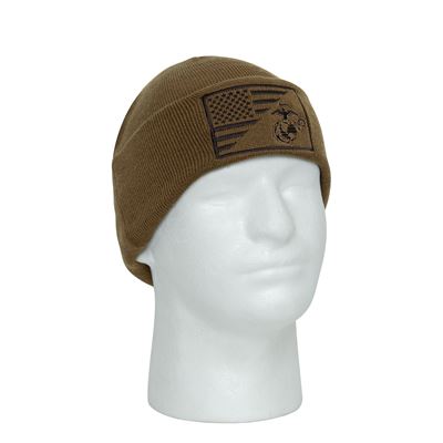 USMC/ US Flag Deluxe Fine Knit Watch Cap COYOTE