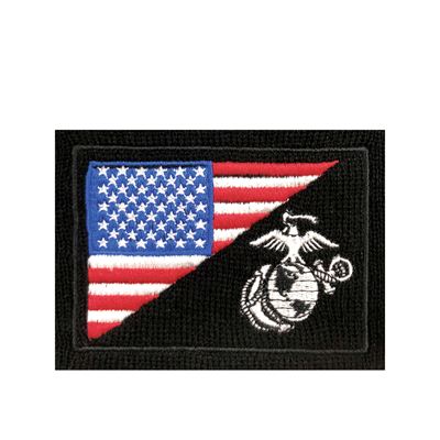 USMC/ US Flag Deluxe Fine Knit Watch Cap BLACK