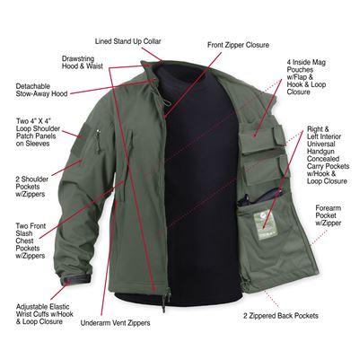 Concealed Carry Soft Shell Jacket OLIVE DRAB
