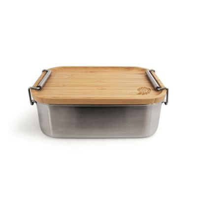 Stainless steel food box with cutting board Lunchbox Bamboo-Clip