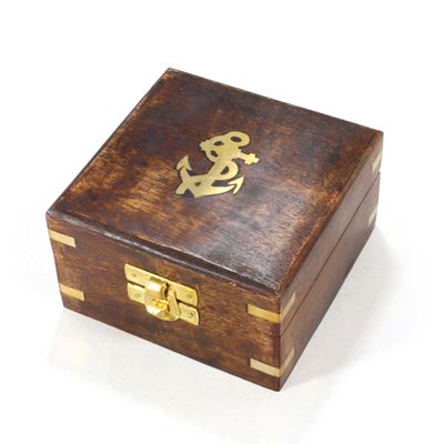 Brass Sextant SUNDIAL in Wooden Box