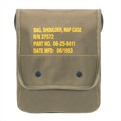 Canvas MAP CASE Shoulder Bag With Military Stencil