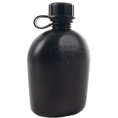 Genuine G.I. 3 Piece 1 Quart Plastic Canteen BLACK