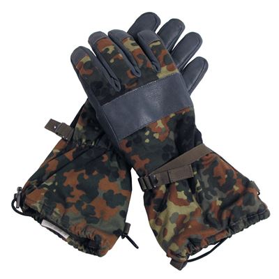 BW leather gloves with used Flecktarn