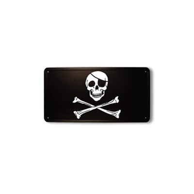 Metal sign pirate skull and crossbones