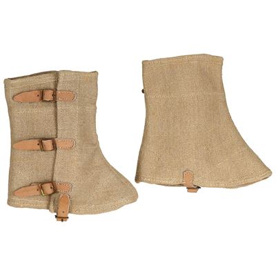 Gaiters ITALIAN with Leather Straps Canvas KHAKI