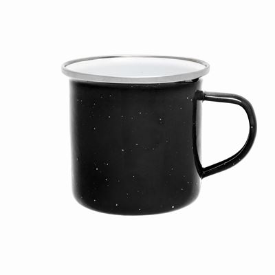 Enamel mug 360 ml with a wide rim BLACK