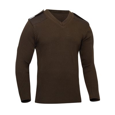G.I. Style Acrylic V-Neck Sweater BROWN