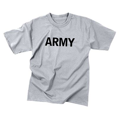 's T-shirts with the word ARMY GREY