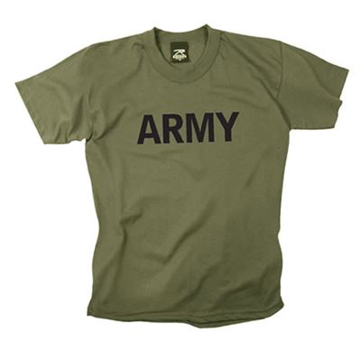 's T-shirts with the word ARMY OLIVE