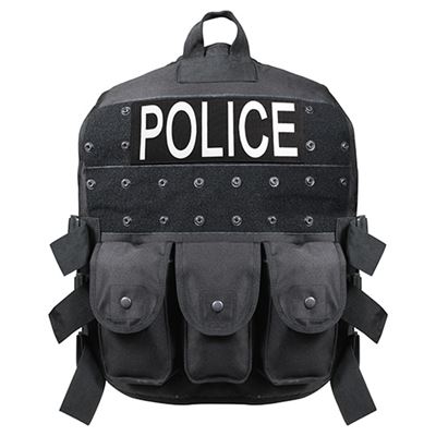 POLICE tactical vest with pouches intervention BLACK
