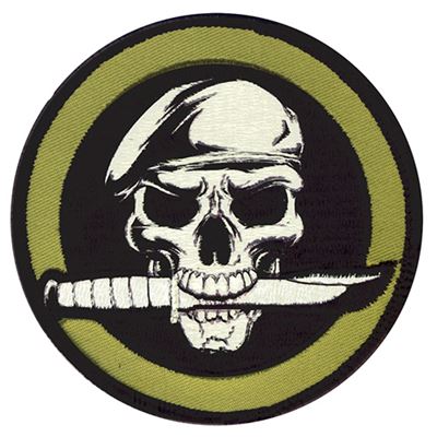 MILITARY Patch SKULL WITH KNIFE velcro 8 cm