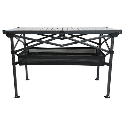 Folding scissor table ALU slats with storage space