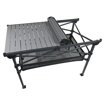 Folding scissor table ALU slats with storage space