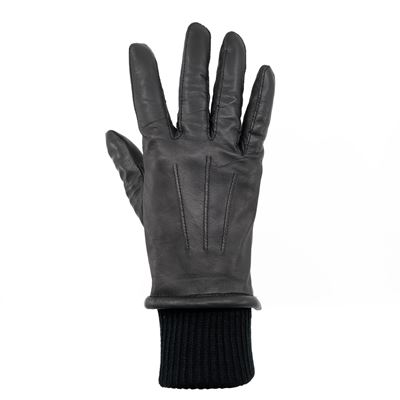 Winter leather gloves with knitted patch women's BLACK