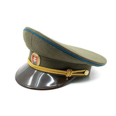 Officer's cap SK gold badge, plastic peak, blue line GREEN