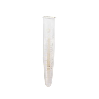 Glass test tube with a pointed bottom conical 10cm/15mm with measuring cup - pack of 10