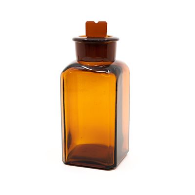 Glass bottle square with ground neck 350 ml BROWN