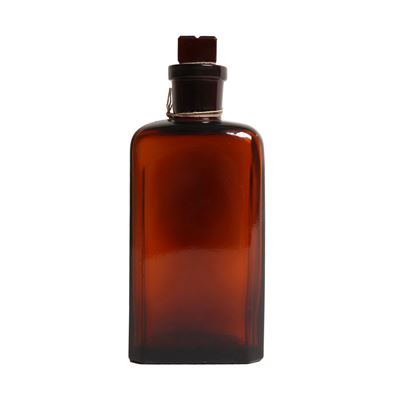 Glass bottle square with ground neck 250 ml BROWN