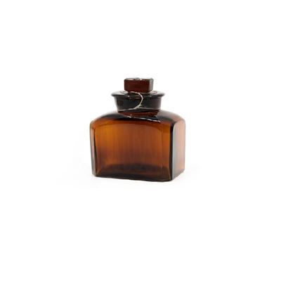 Glass bottle square with ground neck 50ml BROWN