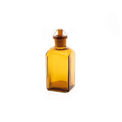 Glass bottle square with ground neck 100ml BROWN