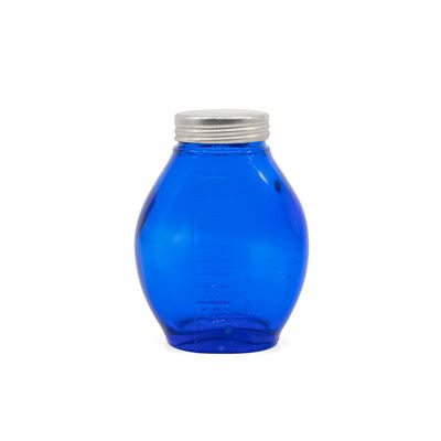 Glass bottle with cap SPIT BOTTLE with measuring cup 100 ml BLUE