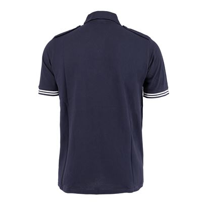 MARINE NATIONALE short-sleeved polo shirt with stripes and pocket, BLUE