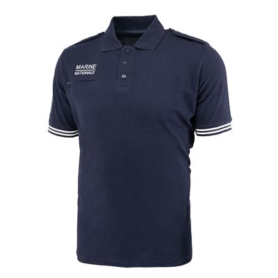 MARINE NATIONALE short-sleeved polo shirt with stripes and pocket, BLUE