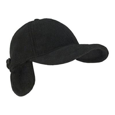 Winter hat with ear flaps FLEECE BLACK