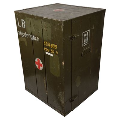 High wooden crate Army LB with 3-7 drawers used