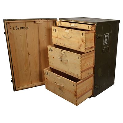 High wooden crate Army LB with 3-7 drawers used