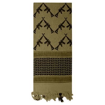 Scarf SHEMAG CROSSED RIFLES 107 x 107 cm OLIVE